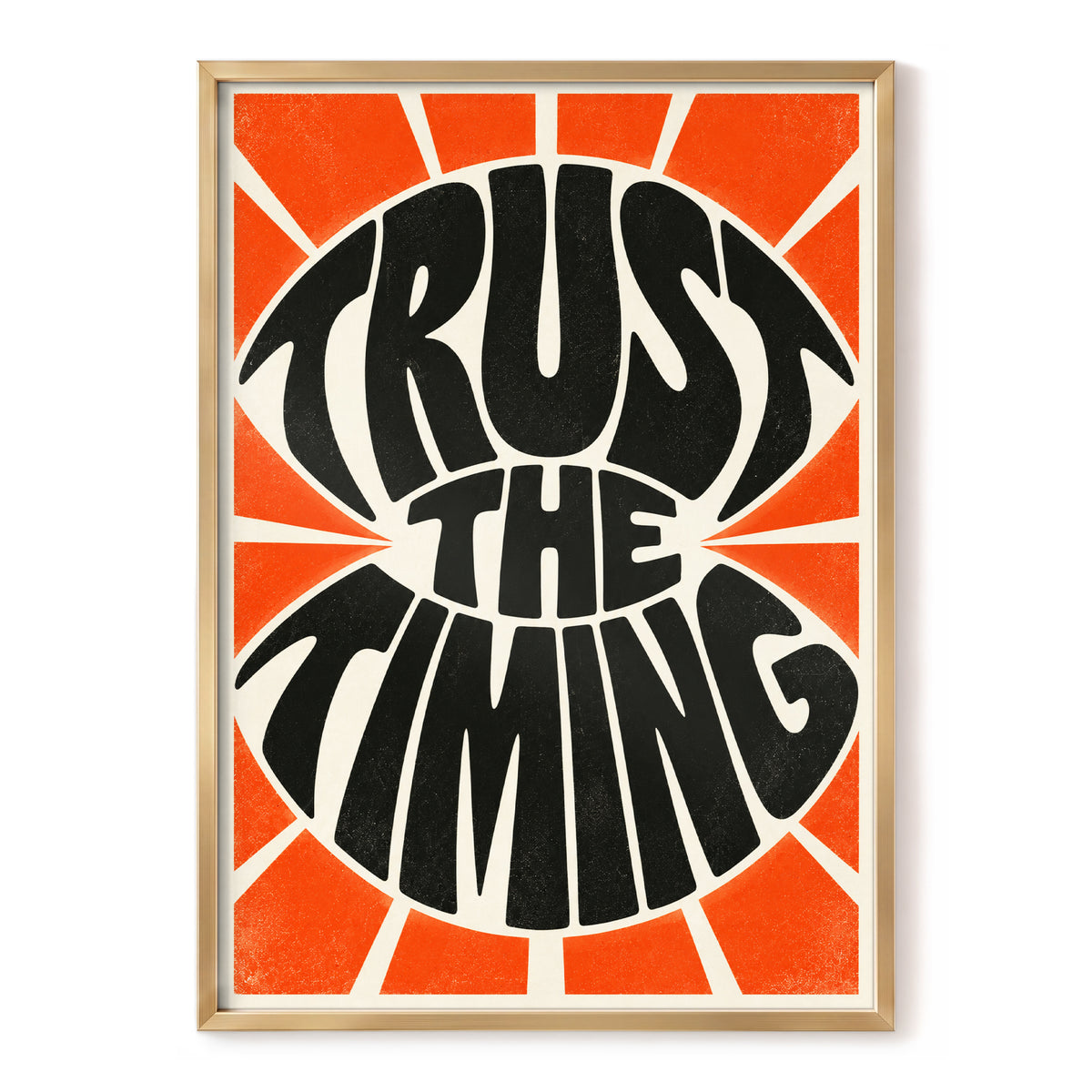 Tangerine Timing, black, orange, beige abstract wall art, front artwork view