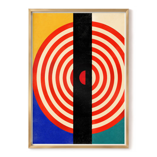 Target Divide, red, beige, black abstract wall art, front artwork view