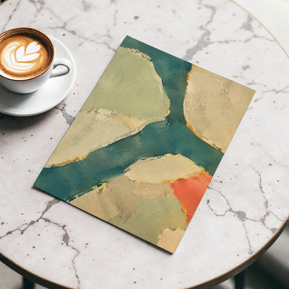 Teal Intervals, green, blue, beige abstract wall art displayed in a styled interior, gallery view 5