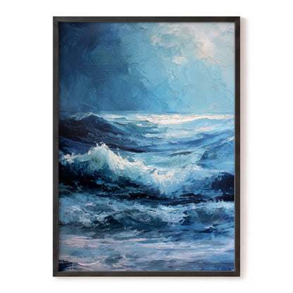 Tempest in Blue, blue, white, black nature wall art, front artwork view