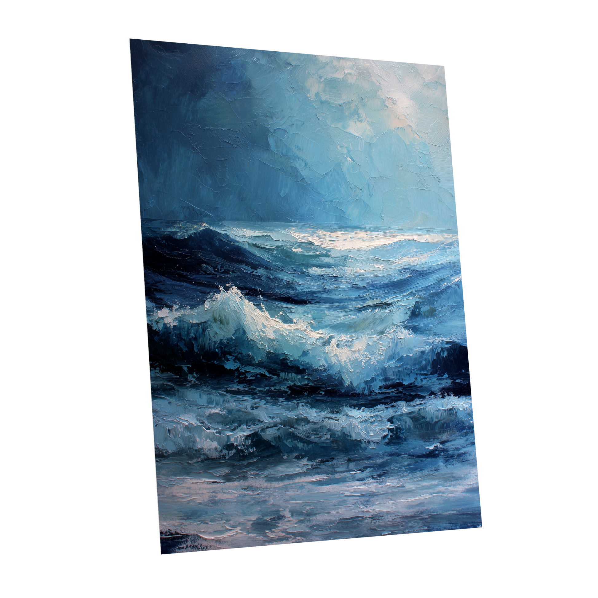 Tempest in Blue, blue, white, black nature wall art shown as a unframed poster wall art print