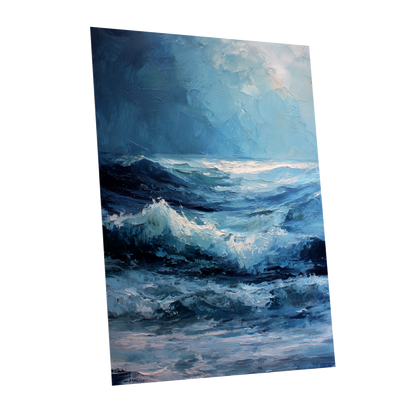 Tempest in Blue, blue, white, black nature wall art shown as a unframed poster wall art print
