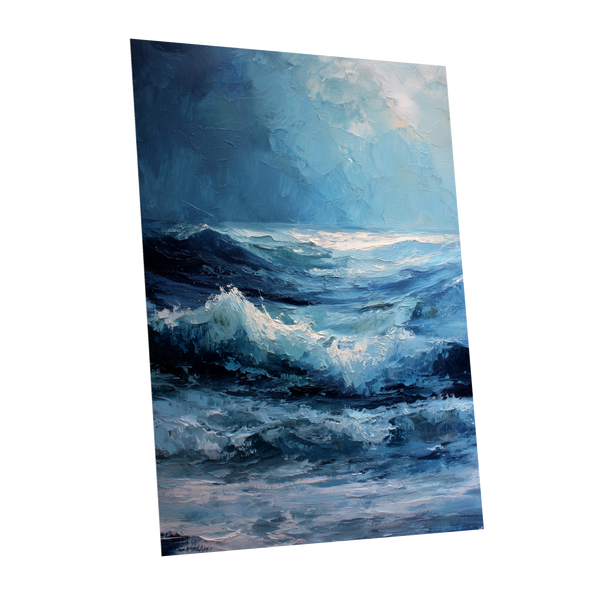 Tempest in Blue, blue, white, black nature wall art shown as a unframed poster wall art print