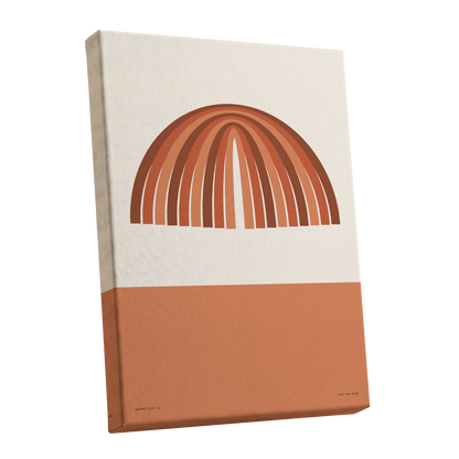 Terracotta Arches, beige, brown, orange minimalist wall art shown as a stretched canvas wall art