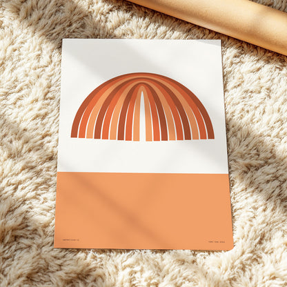 Terracotta Arches, beige, brown, orange minimalist wall art displayed in a styled interior, gallery view 3