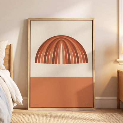Terracotta Arches, beige, brown, orange minimalist wall art displayed in a styled interior, gallery view 6