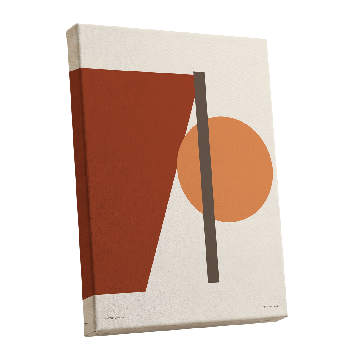 Terracotta Balance, beige, brown, orange minimalist wall art shown as a stretched canvas wall art