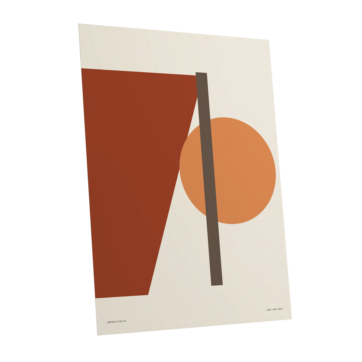 Terracotta Balance, beige, brown, orange minimalist wall art shown as a unframed poster wall art print