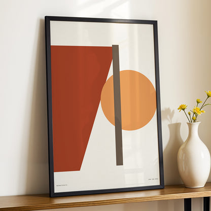 Terracotta Balance, beige, brown, orange minimalist wall art displayed in a styled interior, gallery view 3