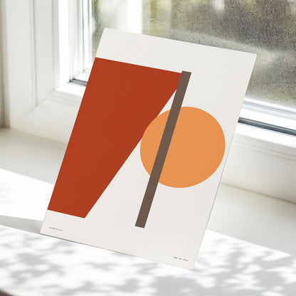 Terracotta Balance, beige, brown, orange minimalist wall art displayed in a styled interior, gallery view 5
