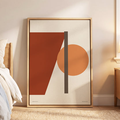 Terracotta Balance, beige, brown, orange minimalist wall art displayed in a styled interior, gallery view 6