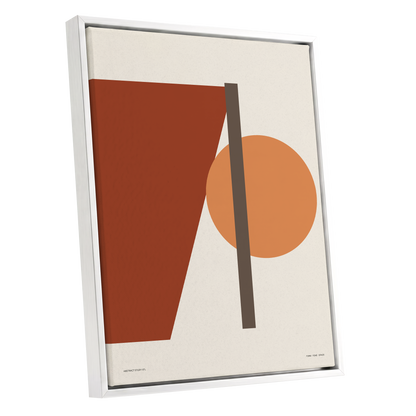 Terracotta Balance, beige, brown, orange minimalist wall art shown as a white framed canvas wall art
