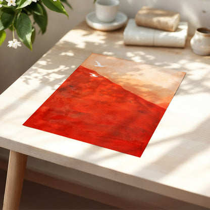 Terracotta Flight, red, orange, pink nature wall art displayed in a styled interior, gallery view 5