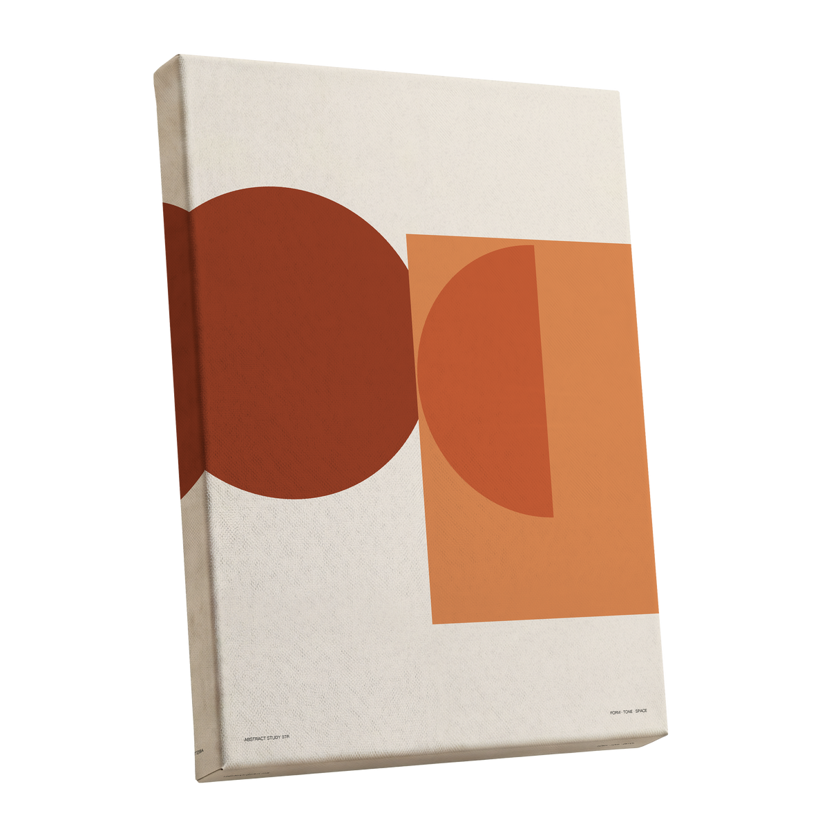 Terracotta Geometry, beige, brown, orange minimalist wall art shown as a stretched canvas wall art