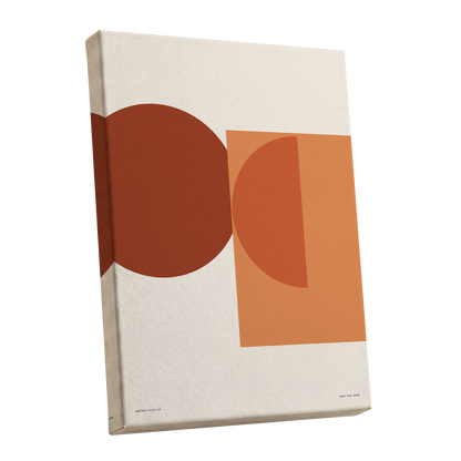 Terracotta Geometry, beige, brown, orange minimalist wall art shown as a stretched canvas wall art