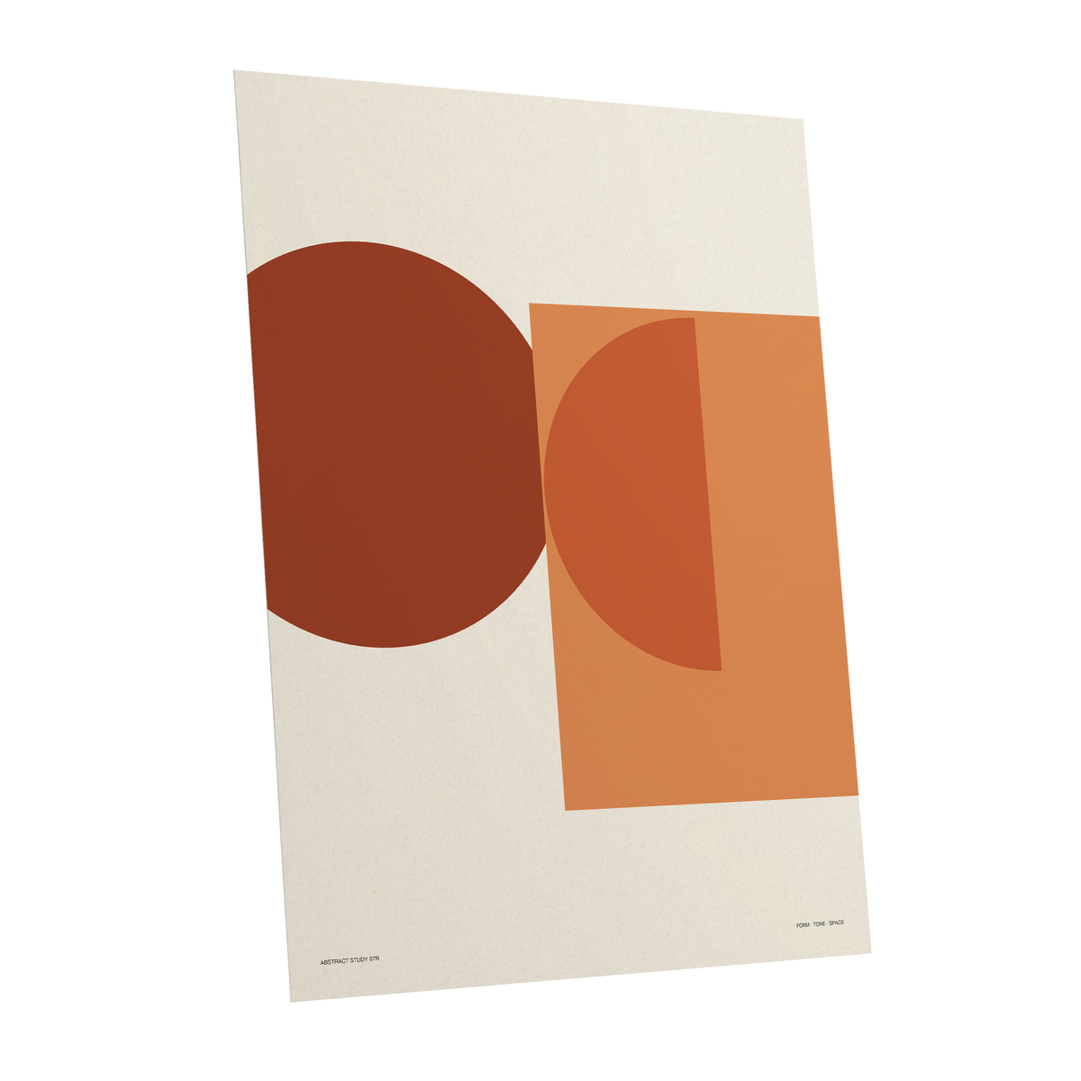 Terracotta Geometry, beige, brown, orange minimalist wall art shown as a unframed poster wall art print