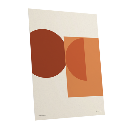 Terracotta Geometry, beige, brown, orange minimalist wall art shown as a unframed poster wall art print