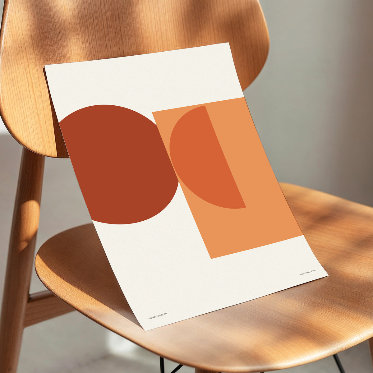 Terracotta Geometry, beige, brown, orange minimalist wall art displayed in a styled interior, gallery view 4