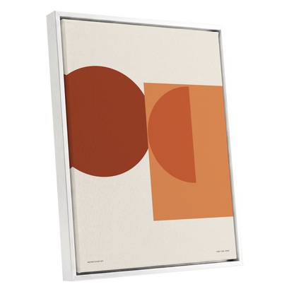 Terracotta Geometry, beige, brown, orange minimalist wall art shown as a white framed canvas wall art