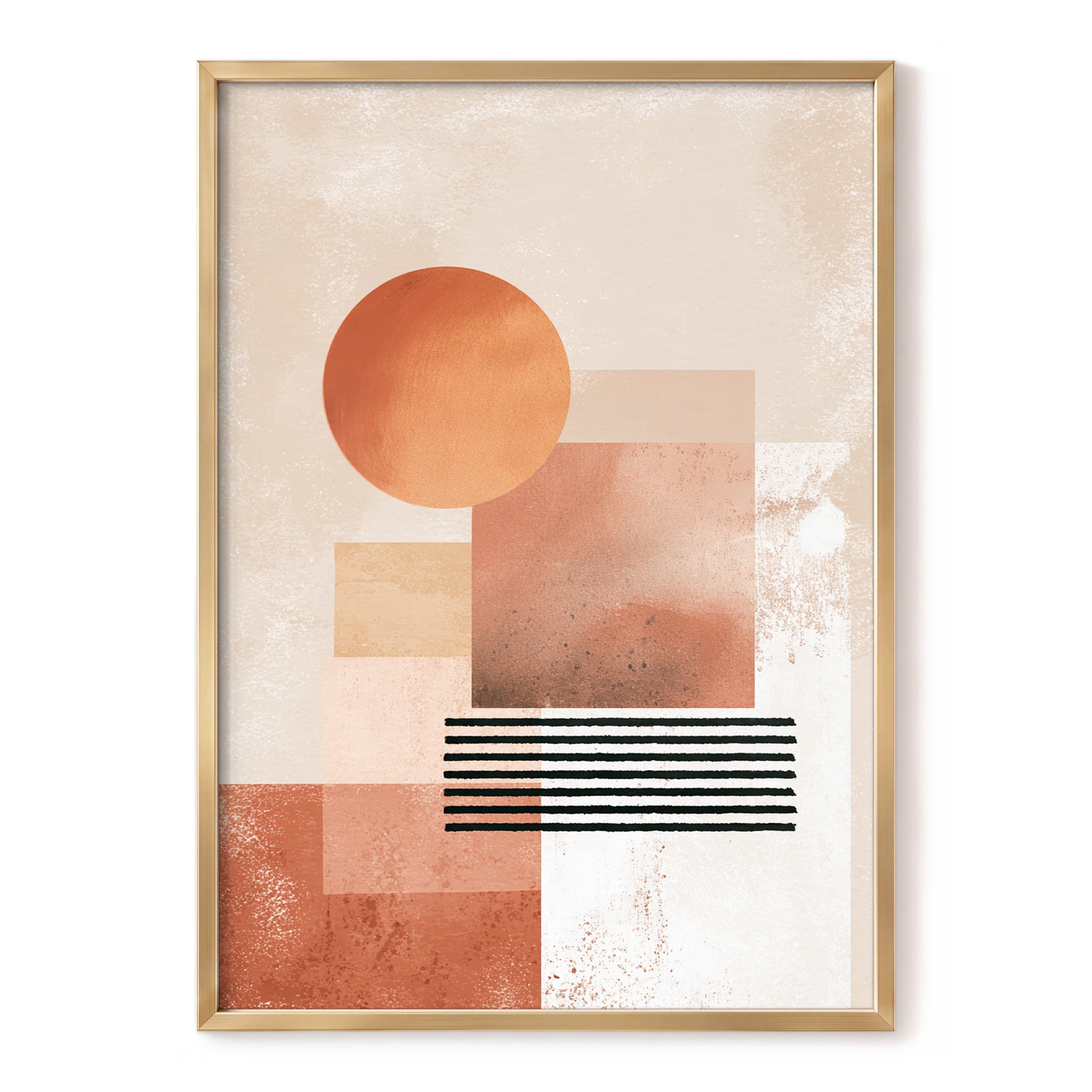 Terracotta Interval, beige, brown, orange abstract wall art, front artwork view