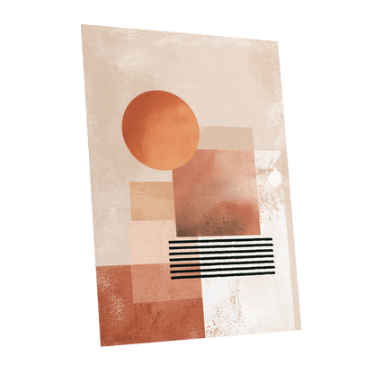 Terracotta Interval, beige, brown, orange abstract wall art shown as a unframed poster wall art print