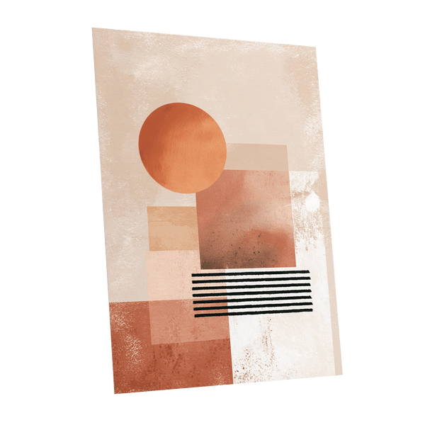 Terracotta Interval, beige, brown, orange abstract wall art shown as a unframed poster wall art print