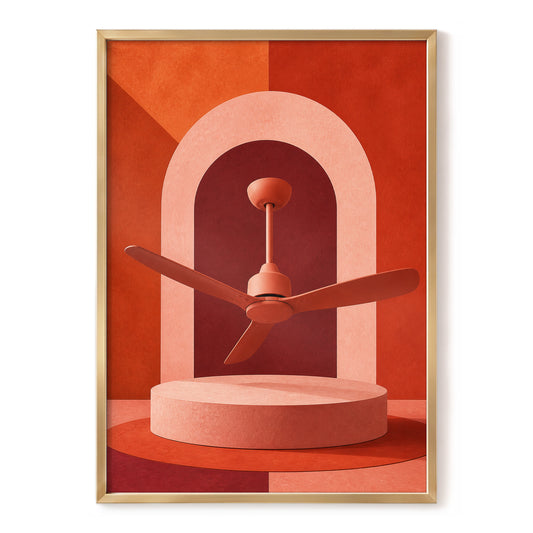 Terracotta Orbit, orange, pink, red minimalist wall art, front artwork view
