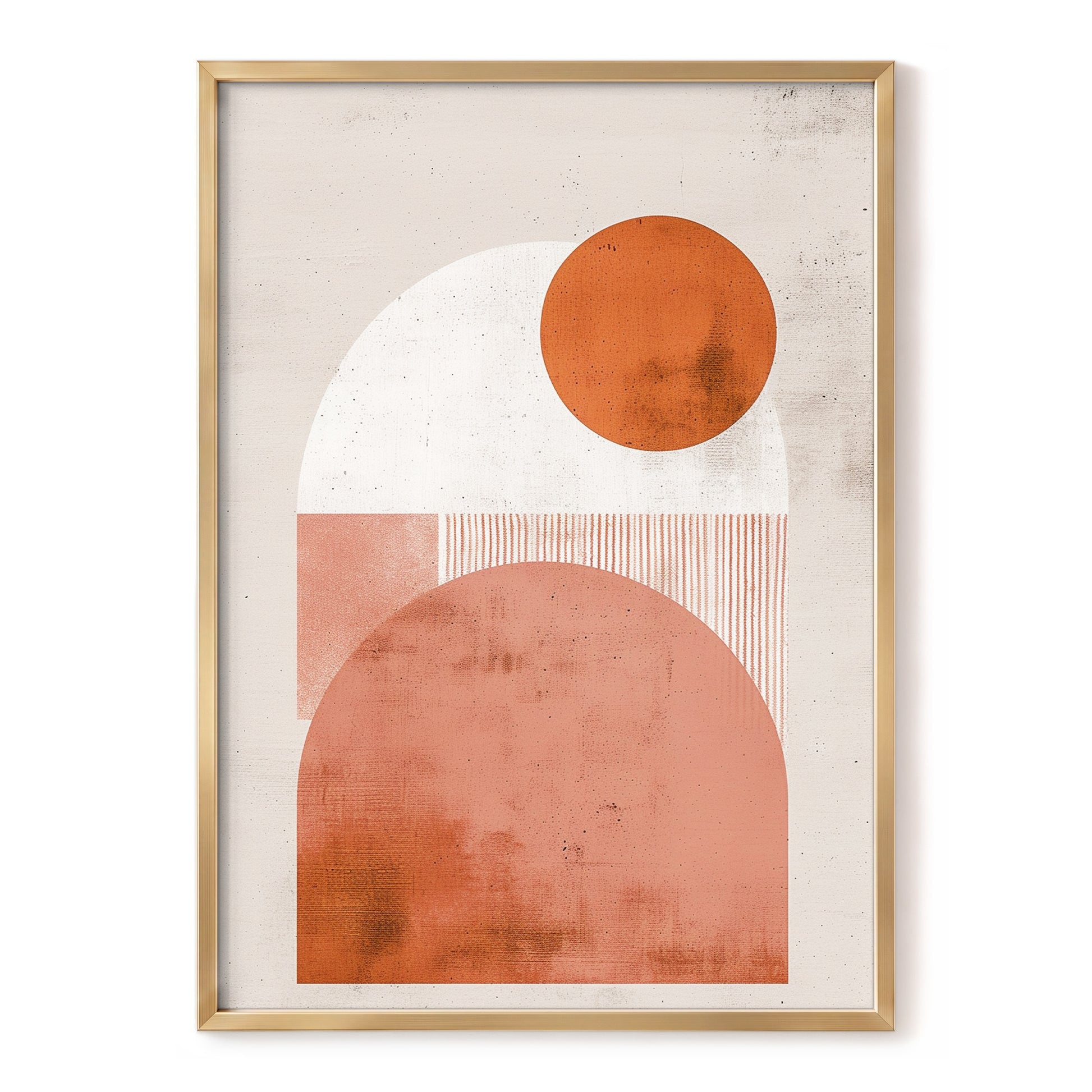 Terracotta Orbits, beige, orange, pink minimalist wall art, front artwork view