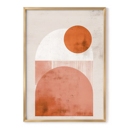 Terracotta Orbits, beige, orange, pink minimalist wall art, front artwork view