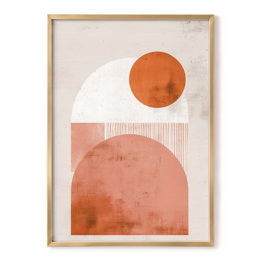 Terracotta Orbits, beige, orange, pink minimalist wall art, front artwork view