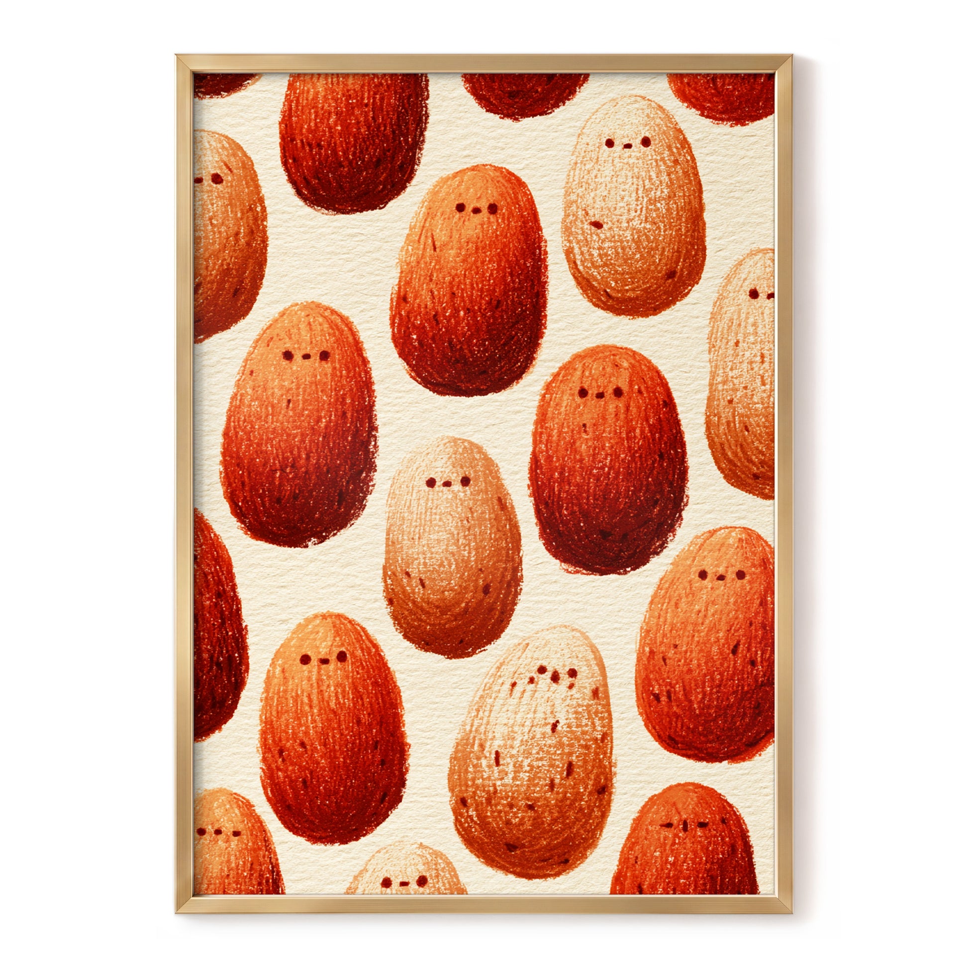 Terracotta Pebble Crowd, beige, orange, red minimalist wall art, front artwork view