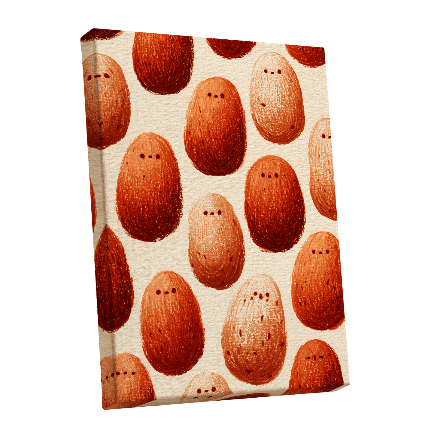 Terracotta Pebble Crowd, beige, orange, red minimalist wall art shown as a stretched canvas wall art