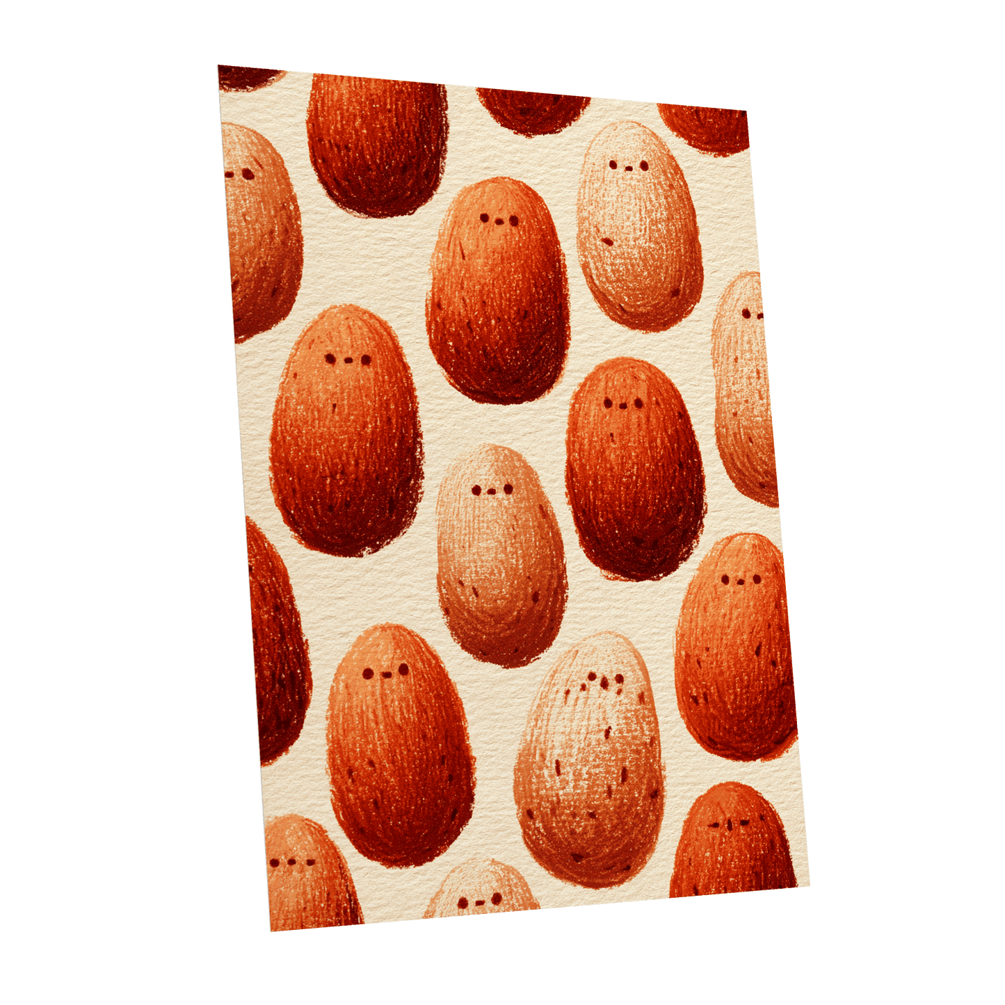 Terracotta Pebble Crowd, beige, orange, red minimalist wall art shown as a unframed poster wall art print