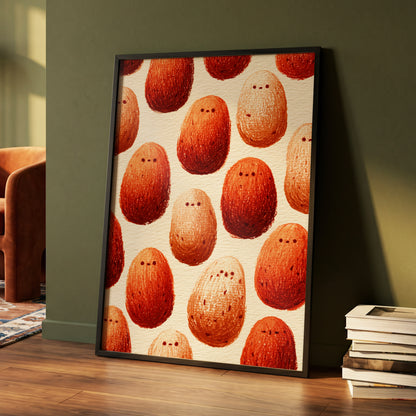 Terracotta Pebble Crowd, beige, orange, red minimalist wall art displayed in a styled interior, gallery view 4