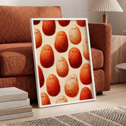 Terracotta Pebble Crowd, beige, orange, red minimalist wall art displayed in a styled interior, gallery view 6