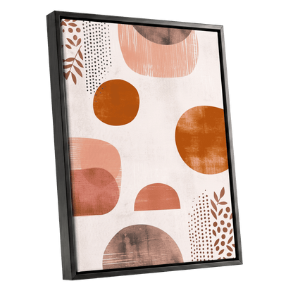Terracotta Rhythm, beige, orange, brown nature wall art shown as a black framed canvas wall art