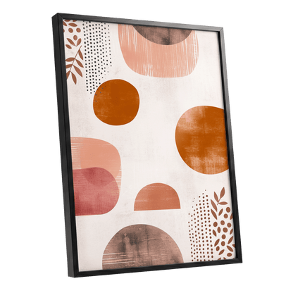 Terracotta Rhythm, beige, orange, brown nature wall art shown as a black framed poster wall art print