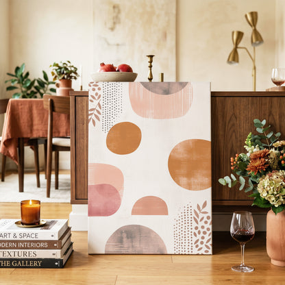Terracotta Rhythm, beige, orange, brown nature wall art on canvas displayed in a styled interior, gallery view 2