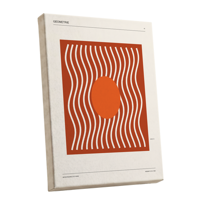 Terracotta Rhythm, brown, orange, beige abstract wall art shown as a stretched canvas wall art