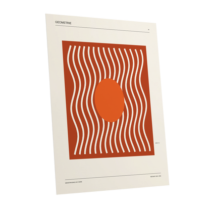 Terracotta Rhythm, brown, orange, beige abstract wall art shown as a unframed poster wall art print