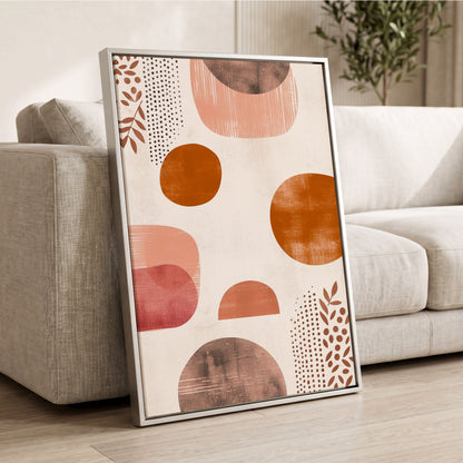Terracotta Rhythm, beige, orange, brown nature wall art displayed in a styled interior, gallery view 2