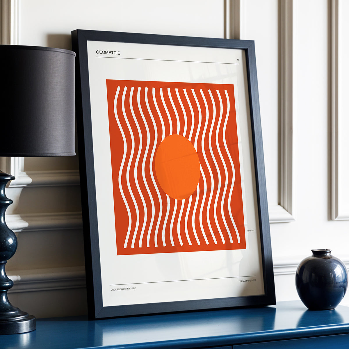 Terracotta Rhythm, brown, orange, beige abstract wall art displayed in a styled interior, gallery view 2