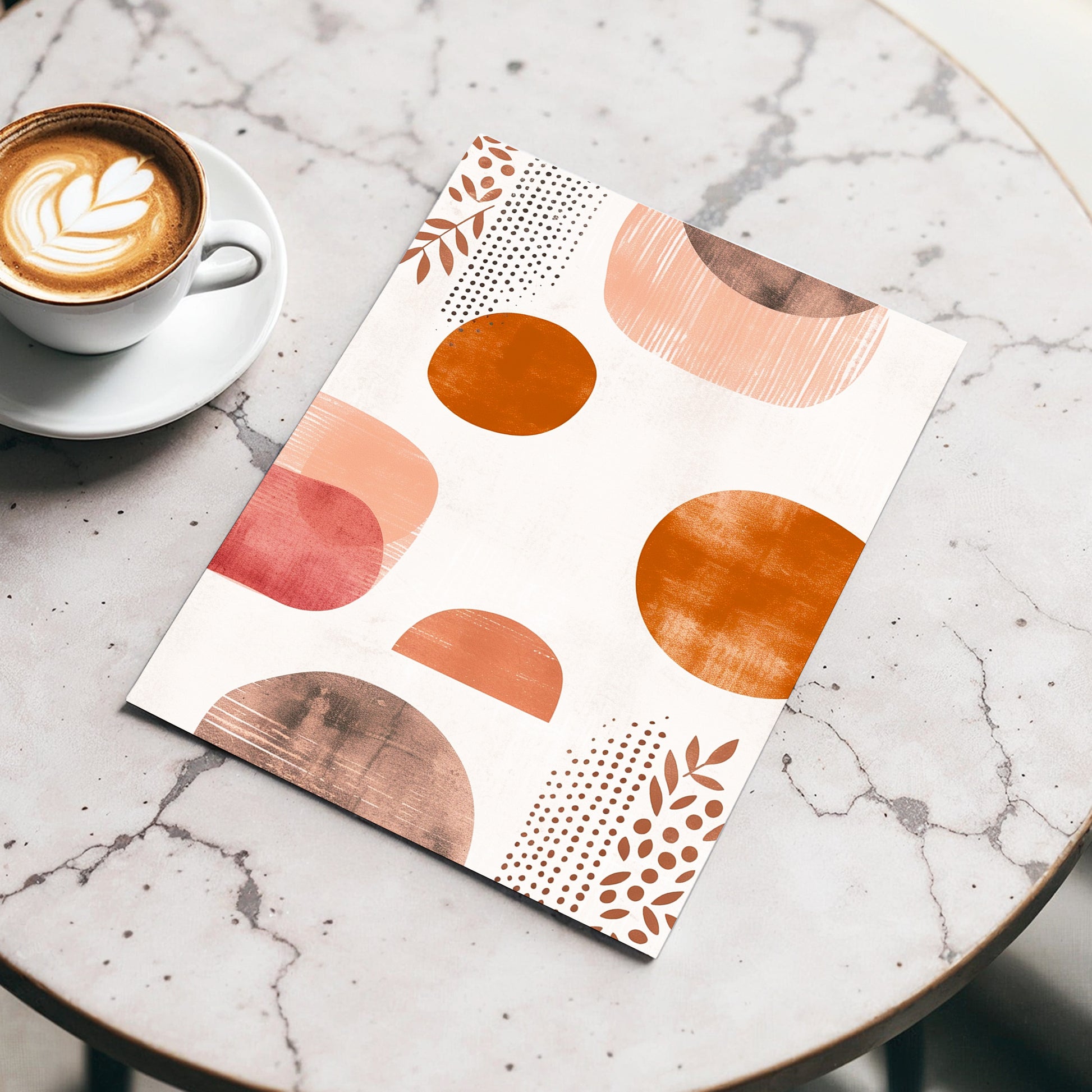 Terracotta Rhythm, beige, orange, brown nature wall art displayed in a styled interior, gallery view 3