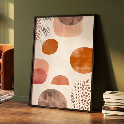 Terracotta Rhythm, beige, orange, brown nature wall art displayed in a styled interior, gallery view 4