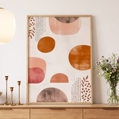 Terracotta Rhythm, beige, orange, brown nature wall art displayed in a styled interior, gallery view 5