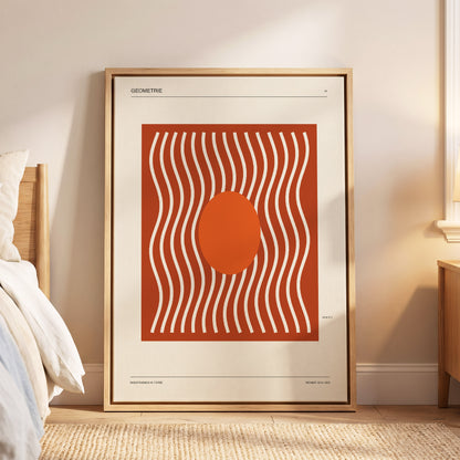 Terracotta Rhythm, brown, orange, beige abstract wall art displayed in a styled interior, gallery view 5