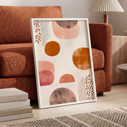 Terracotta Rhythm, beige, orange, brown nature wall art displayed in a styled interior, gallery view 6