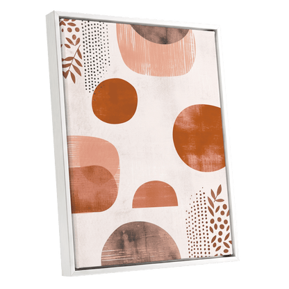 Terracotta Rhythm, beige, orange, brown nature wall art shown as a white framed canvas wall art