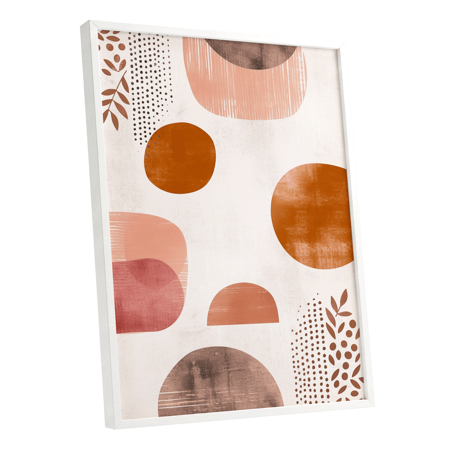 Terracotta Rhythm, beige, orange, brown nature wall art shown as a white framed poster wall art print