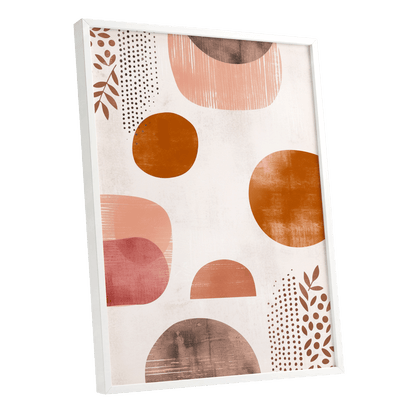 Terracotta Rhythm, beige, orange, brown nature wall art shown as a white framed poster wall art print